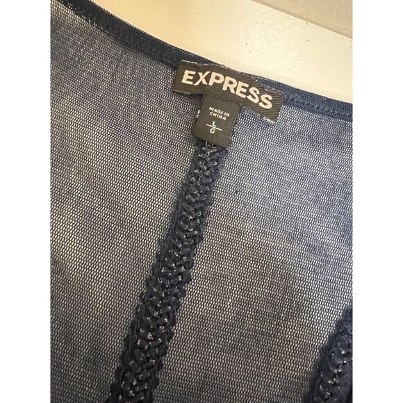 Express sequin and mesh embellished racer-back tank. Size L. - Picture 5 of 6